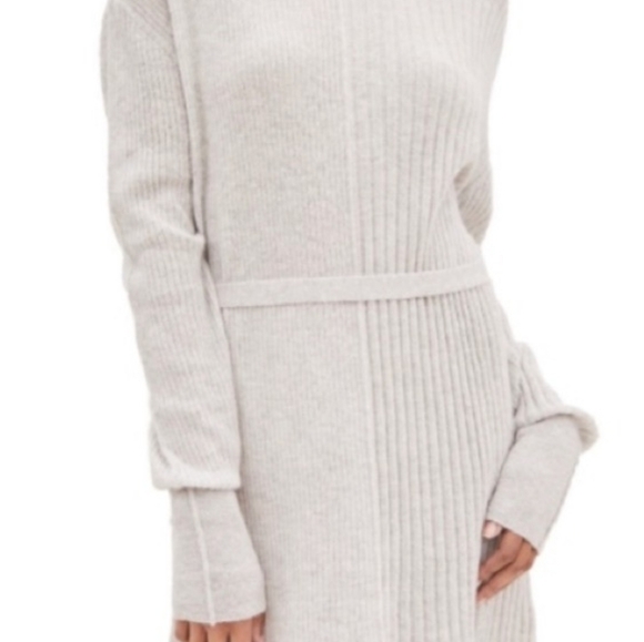 Helmut Lang Baby Alpaca Wool Turtleneck Sweater Dress Size Small Light Grey - Picture 3 of 14
